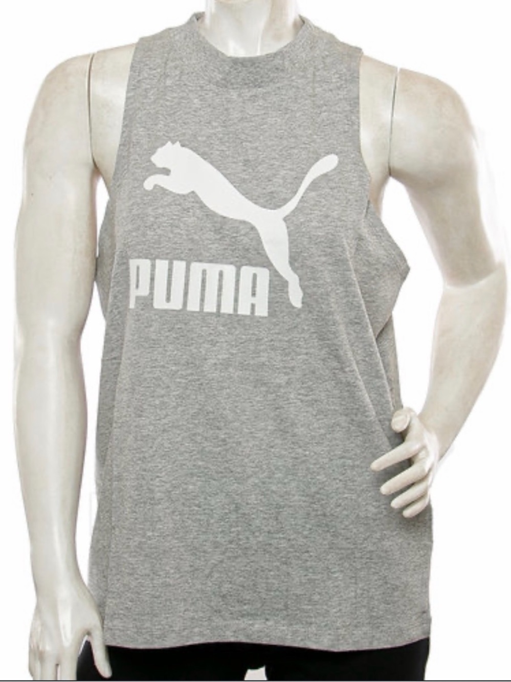 Puma Grey and White Logo Muscle Tank
